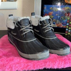 Joules Black Ankle Boots with Faux Fur Lining